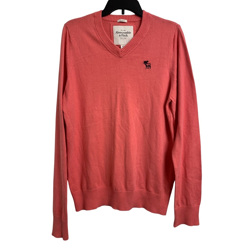 Abercrombie & Fitch  XL Coral Preppy Academia Muscle Fit Cotton Cashmere Sweater